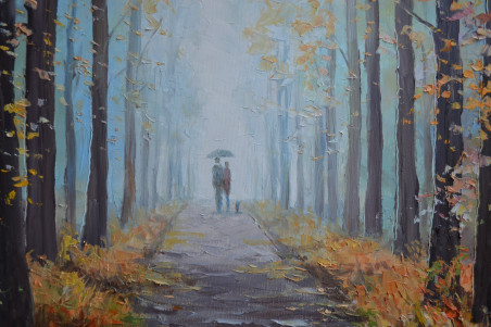 In The Park 3 original painting by Rimantas Virbickas. Paintings With Autumn