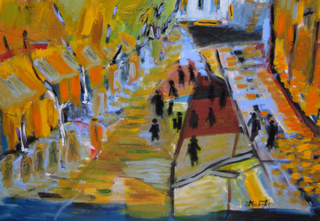 in A Hurry original painting by Gitas Markutis. Home