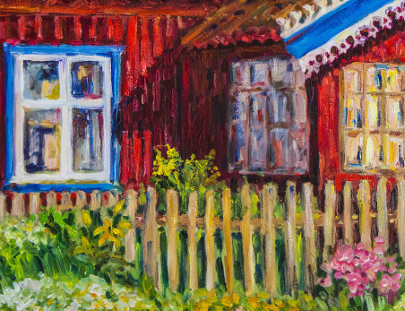 The Colours Of The Minija Village original painting by Aleksandra Šimkutė Norbutienė. Home