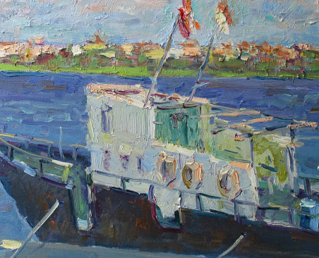 Boat Near The Coast original painting by Liudvikas Daugirdas. Home