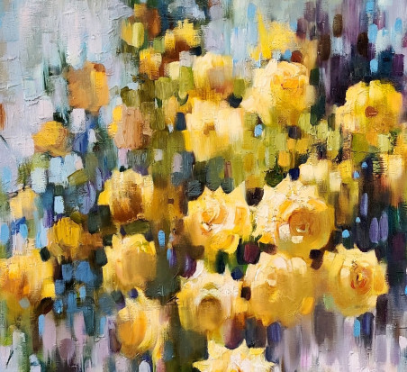 Yellow Roses, White Wall original painting by Svetlana Ovinova. Home