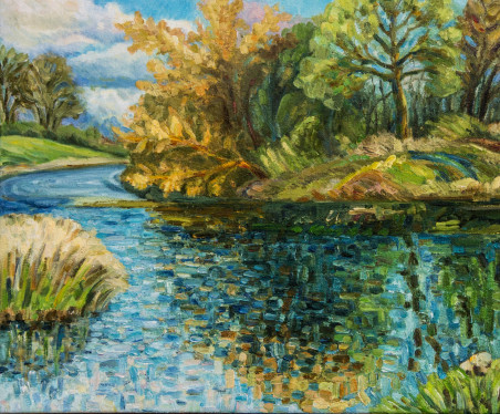 May. And Its Reflections original painting by Aleksandra Šimkutė Norbutienė. Lithuanian Landscape Paintings