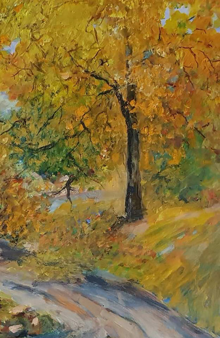 Autumn original painting by Birutė Butkienė. Home