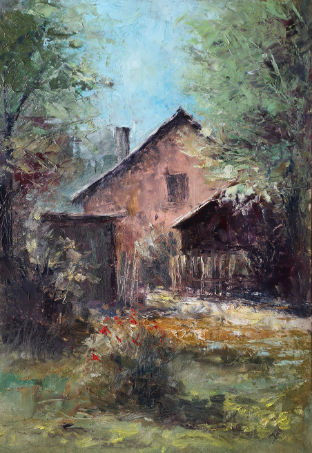 Grandma's Yard original painting by Eugis Eidukaitis. Home