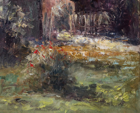 Grandma's Yard original painting by Eugis Eidukaitis. Home