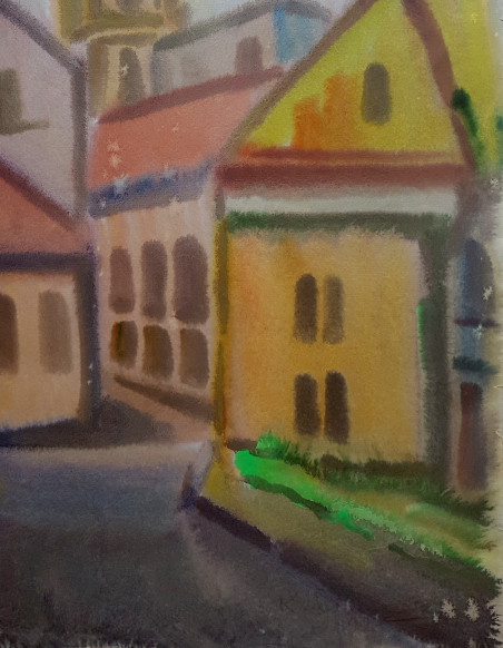 Vilnius Street original painting by Kazys Abramavičius. Home