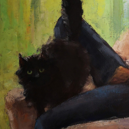 Black Cats / donation to Ukraine original painting by Eugis Eidukaitis. Home