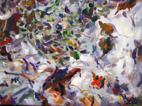 Leaves on ice VI original painting by Dalia Čistovaitė. Home