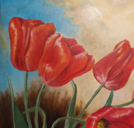 Tulip Flowers original painting by Ričardas Bidva. Home