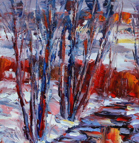 Winter Evening original painting by Leonardas Černiauskas. Home