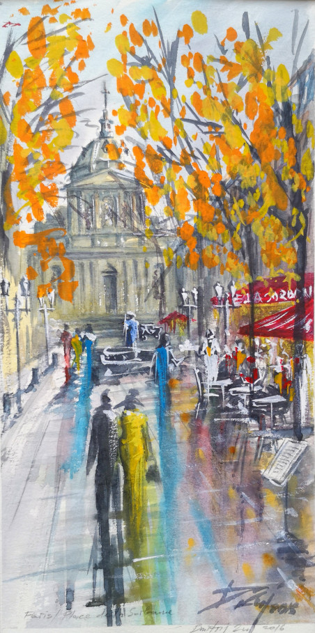 Paris. Place de la Sorbonne original painting by Dmitrij Zuj. Home