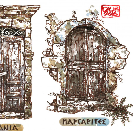 Cretan Doors No. 13 original painting by Dalius Regelskis. Home