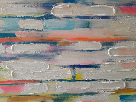 Winter, snow and colors of 90's original painting by Rūta Baužytė Jarosz. Abstract Paintings