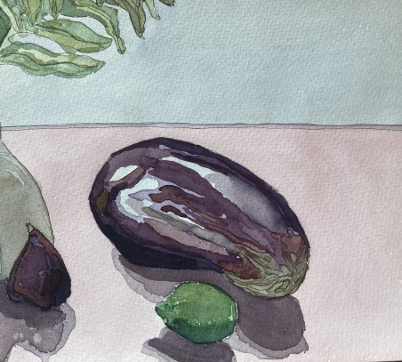 Fig, Eggplant and Lemon original painting by Gabrielė Prišmantaitė. Home