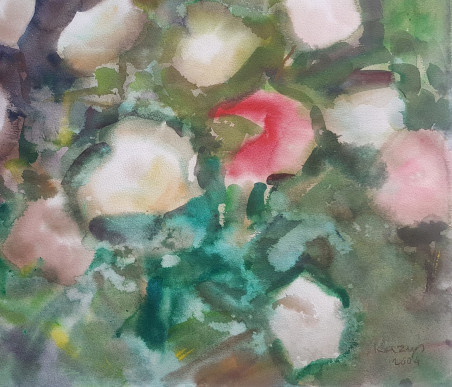 Flowers (Peonies) original painting by Kazys Abramavičius. Home