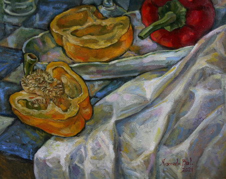 Yellow Paprika original painting by Nomeda Balasevičiūtė. Home