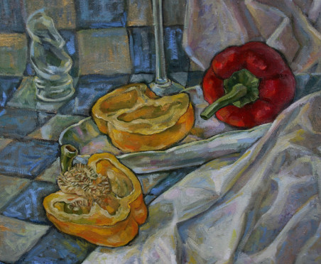 Yellow Paprika original painting by Nomeda Balasevičiūtė. Home