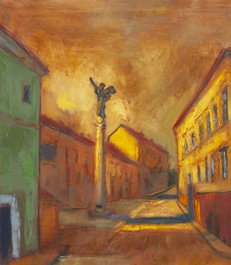 Square With An Angel original painting by Vidmantas Jažauskas. Home