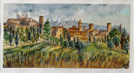 Paradiso Italia. Toscana / Certaldo Alto original painting by Dmitrij Zuj. Home