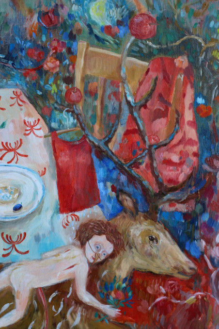 Dinner before the trip original painting by Aurelija Kairytė Smolianskienė. Home