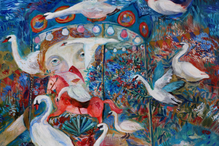 Carousel ride original painting by Aurelija Kairytė Smolianskienė. Home