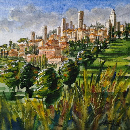 Paradiso Italia. Toscana/San Gimignano. Paesaggio 7 original painting by Dmitrij Zuj. Home