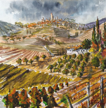 Paradiso Italia. Toscana/San Gimignano. Paesaggio 8 original painting by Dmitrij Zuj. Home