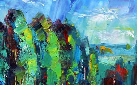 Landscape original painting by Leonardas Černiauskas. Home