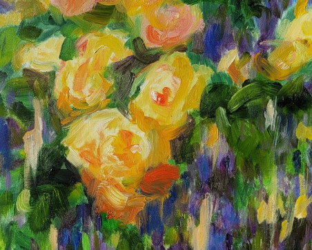 Lavenders in roses original painting by Birutė Ašmonienė. Home