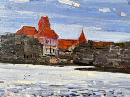 Landscape. Trakai castle original painting by Arvydas Kašauskas. Home