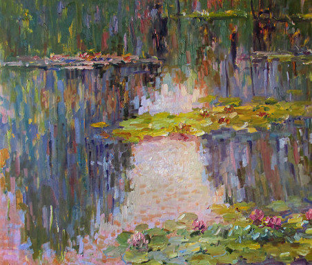 Water lilies in reflection I original painting by Liudvikas Daugirdas. Home