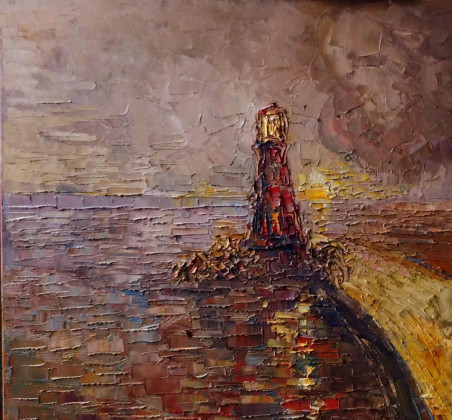 Going to the Lighthouse original painting by Simonas Gutauskas. Home