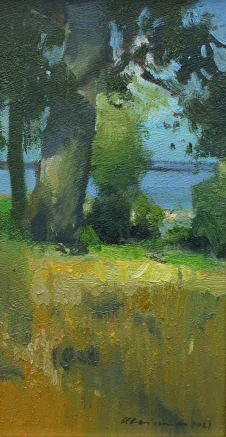 Trees by the Lake original painting by Vytautas Laisonas. Home