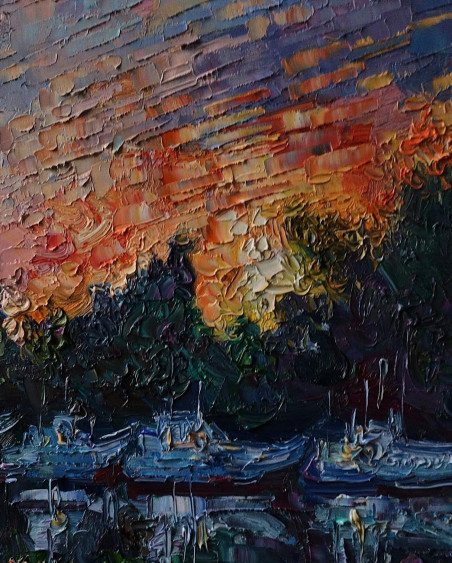 Evening At The Dock original painting by Simonas Gutauskas. Home