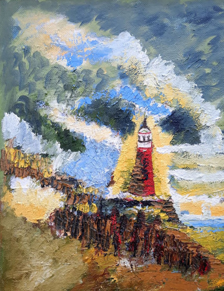 Lonely Lighthouse original painting by Gitas Markutis. Home