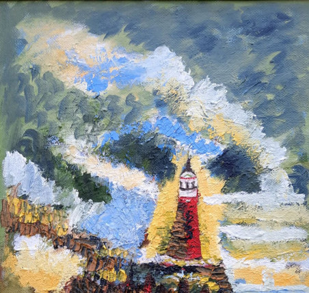 Lonely Lighthouse original painting by Gitas Markutis. Home