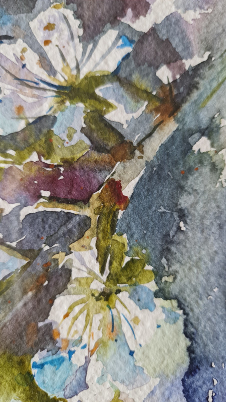 A blooming etude original painting by Aušra Sirutienė Oreigė. Home