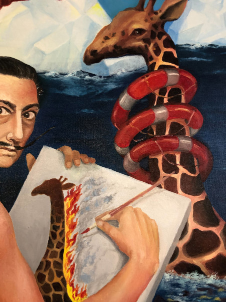 Climate Change or Salvador Dali’s giraffe prophecy original painting by Arnoldas Švenčionis. Fantastic