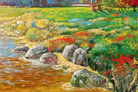 A magical journey original painting by Raimundas Dzimidavičius. Lithuanian Landscape Paintings