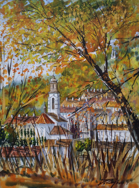 Colors of Autumn in Vilnius I original painting by Dmitrij Zuj. Home