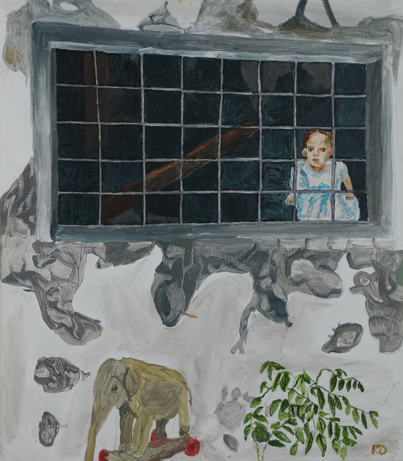 Through the Basement Window original painting by Kristina Daniūnaitė. Home