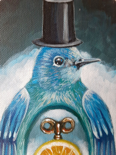 Mr. Lemonbird original painting by Julija Fokina. Home