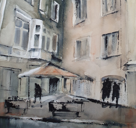 St. John's street II original painting by Raimonda Rauluševičienė. Home