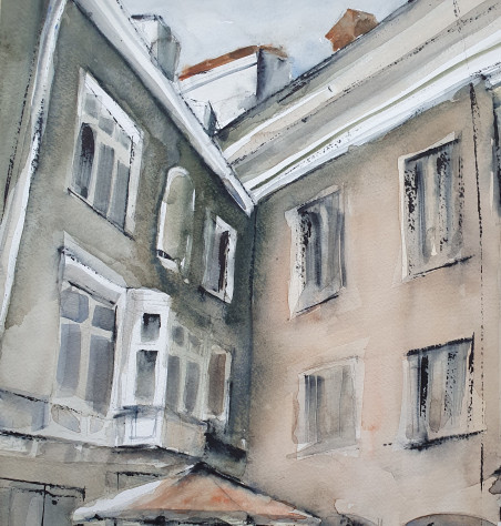 St. John's street II original painting by Raimonda Rauluševičienė. Home