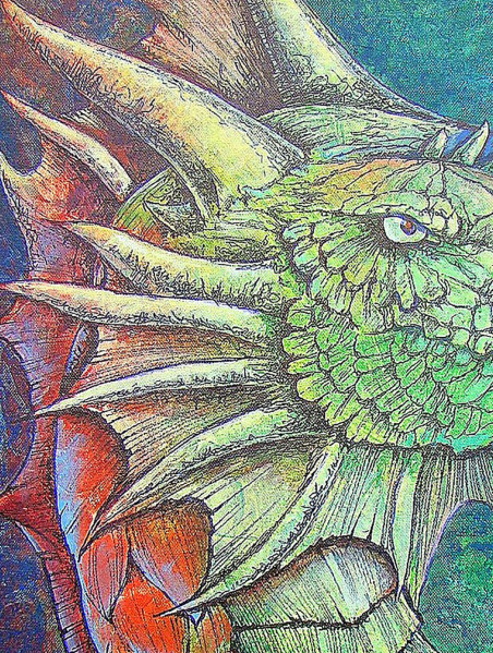 Very serious dragon original painting by Raimundas Dzimidavičius. Home