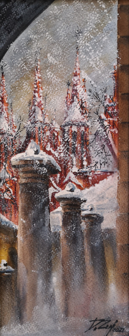 Vilnius Snow Fairytale original painting by Dmitrij Zuj. Home