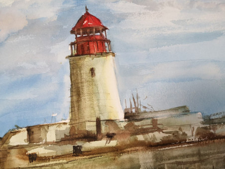 Valetta, Lighthouse / donation to Ukraine original painting by Eugis Eidukaitis. Home