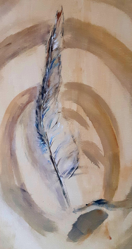 Feather In The Sand original painting by Kristina Čivilytė. Home