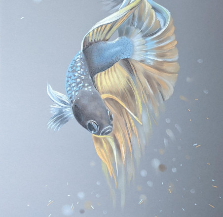 Golden Fish original painting by Irena Kavaliauskienė. Home