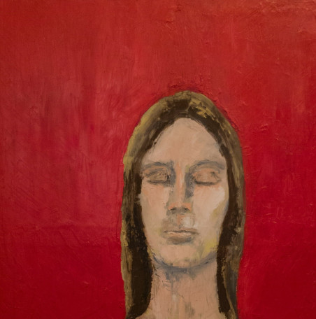 Woman in Red original painting by Amilcar Rivera Munive. Home